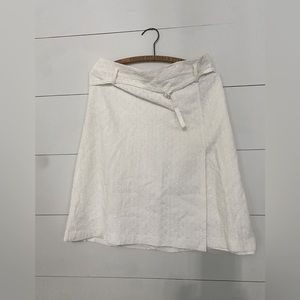 EXPRESS white cotton skirt with slit and matching belt